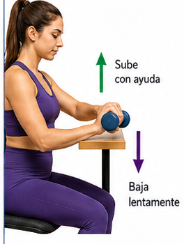 Ilustración: Fortalecimiento excéntrico de extensores (ejercicio de Tyler)